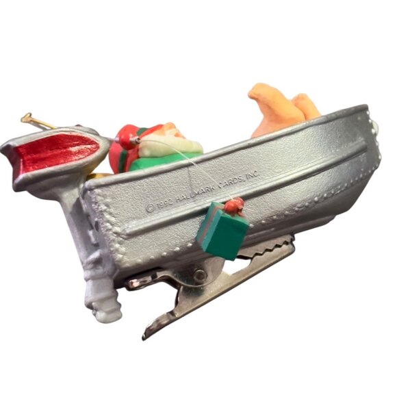 Hallmark 1992 Keepsake Ornament Santa Gone Wishin Fishing Boat Clip-On - Picture 4 of 6